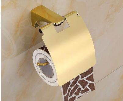 Badeværelsestilbehør guld toiletbørsteholder,papirholder,håndklædestang,håndklædeholder badeværelse hardware sæt pvd finish: Papirholder