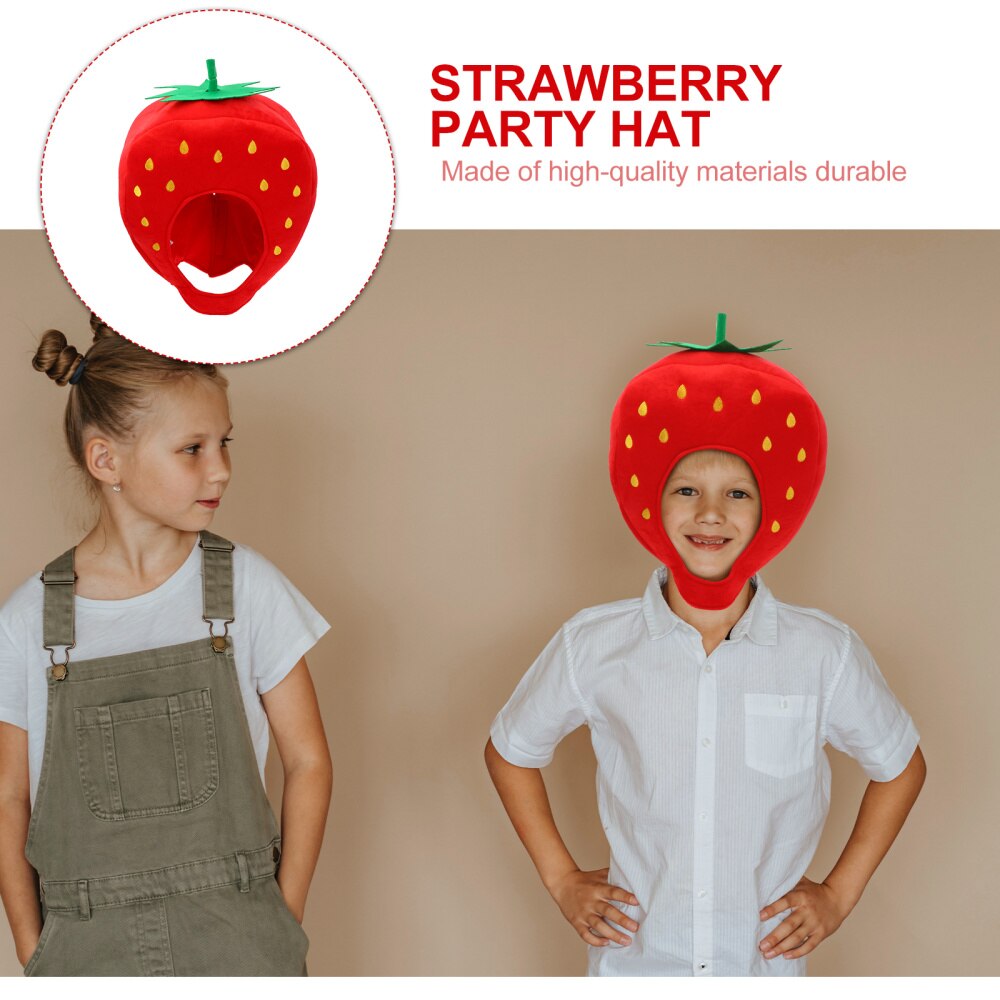 Sombrero de fresa con capucha de frutas, accesorio para disfraz para foto, Cosplay, , 1 ud.
