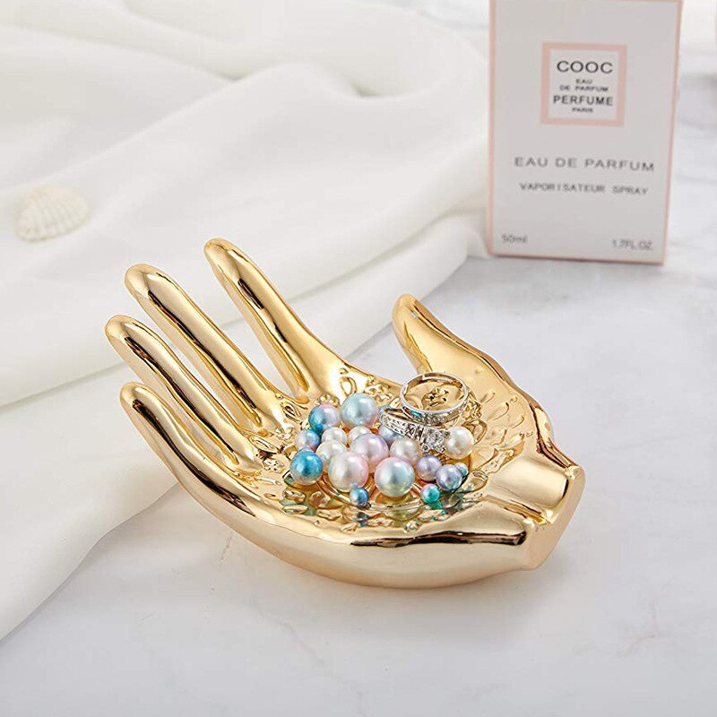 Nordic Ins Keramiek Gouden Palm Sieraden Platen Ketting Display Schotel Oorbellen Ring Opslag Kommen Decoratie Ambachten Decor
