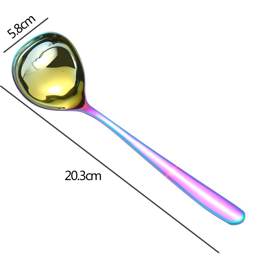 Long Handle Soup Spoon Stainless Steel Round Porridge Spoon Kitchen Cutlery Cooking Kitchen Gadgets Utensil Tool