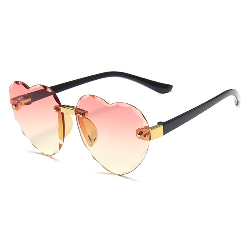 Neue Nette Herz Randlose Brille Sonnenbrille freundlicher freundlicher Grau Rosa verrotten Linsen Jungen Mädchen UV400 freundlicher Sport Sonnenbrille