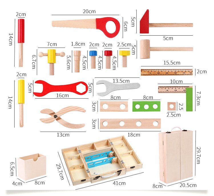 Bambino prima educazione in legno sconstruction giocattoli multifunzionale falegnami tool box kit