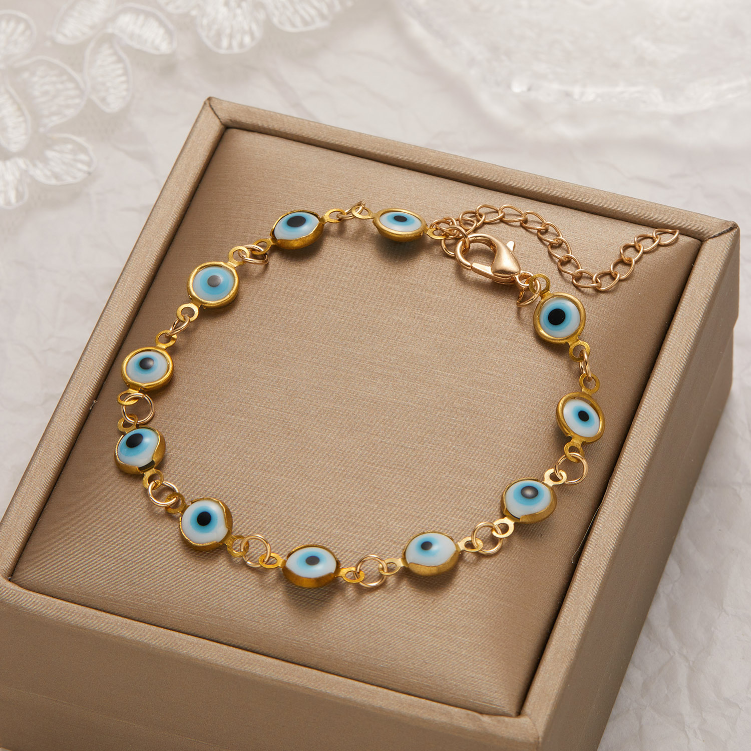 Turkse Lucky Evil Eye Armband Voor Dames Heren Handgemaakt Rood Blauw Oog Goud Kleur Link Ketting Armband Lucky Charme Sieraden Polsband