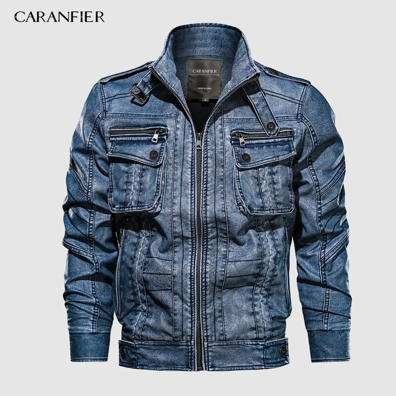 Caranfier 6xl herr pu-jacka skinnkappa höst slim fit motorcykeljackor i konstläder herrrockar märkeskläder kappor: Blå / 6xl