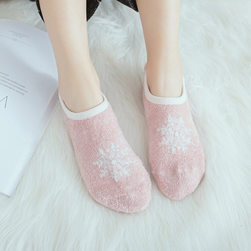 1 paar Vrouwen Onzichtbare Korte Sokken Herfst Winter Anti-slip Thermische Coral Fleece Low Cut Vloer Sokjes Moomin носки женские