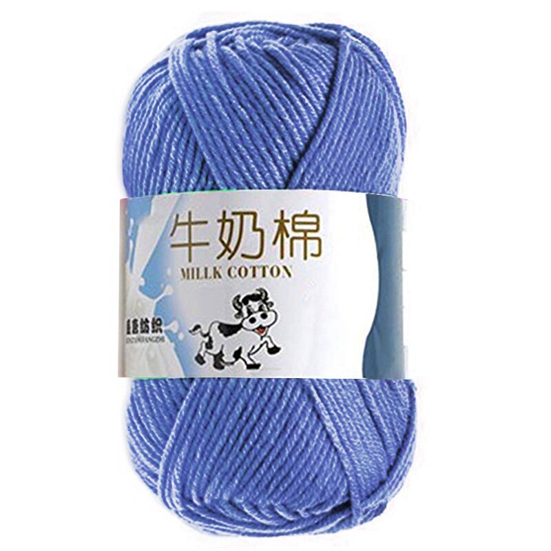 50g/ball Colorful Combed Soft Baby Milk Cotton Yarn Fiber Velvet Yarn Hand Knitting Wool Crochet Yarn DIY Sweater wool yarn: sky blue