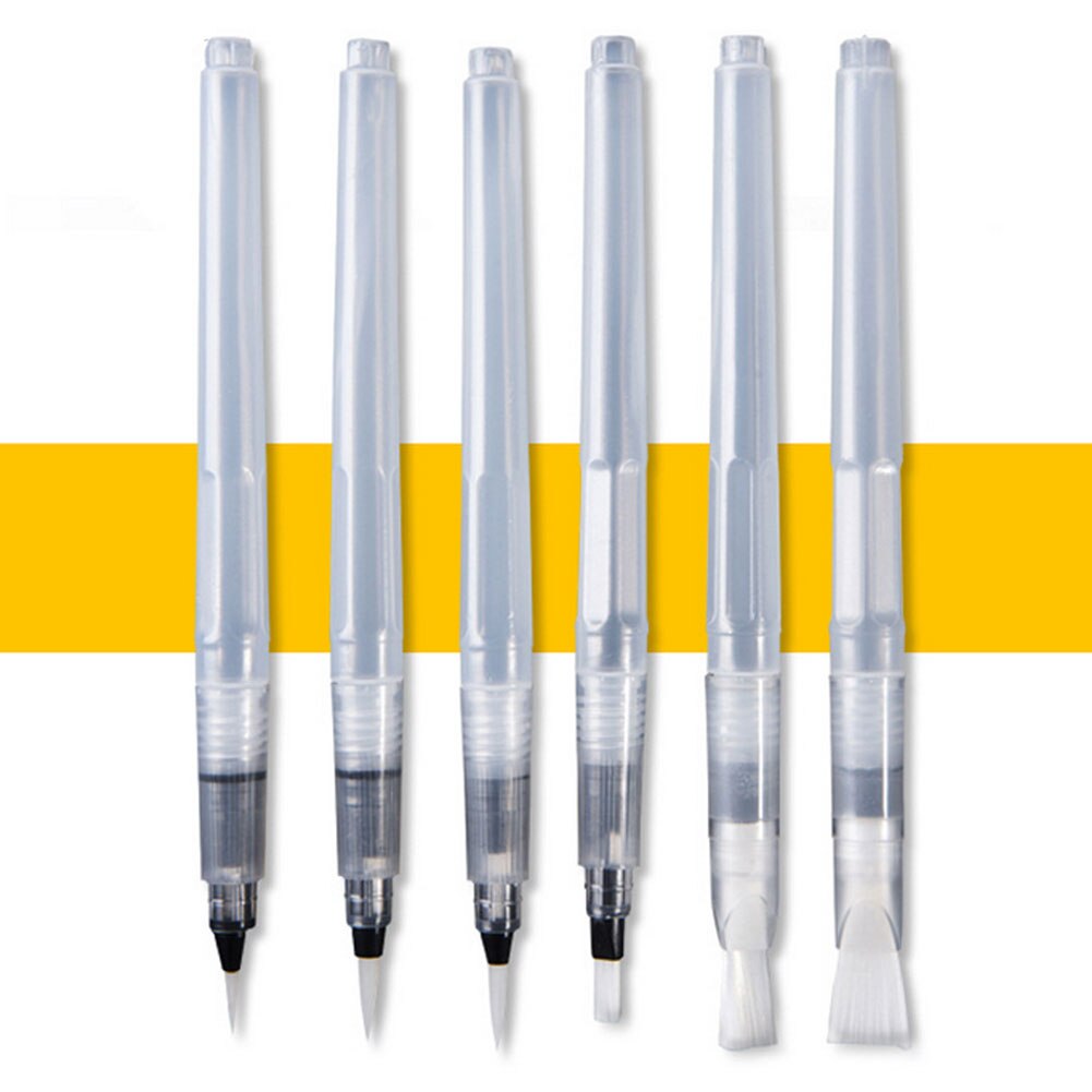 6 unids/set pincel de con depósito de agua para acuarela lápiz portátil cepillo de pintura de acuarela lápiz de tinta para pinceles para principiantes de dibujo y pintura arte suministros