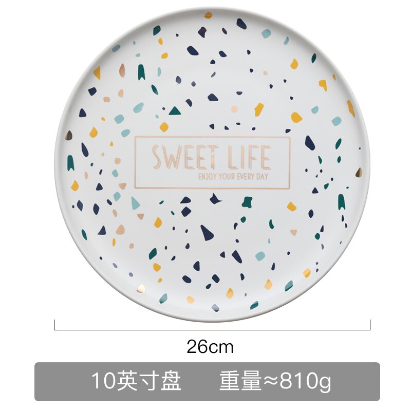 Luxury Serving Plates Set Kids Kitchen Modern Dinnerware Plate Sets Hospitality White Talerze Obiadowe Plates Dinner Serving: 10Inch plate