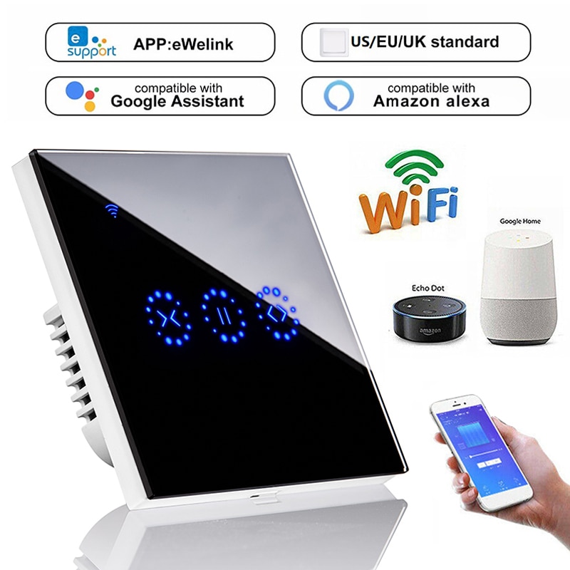 Smart Home WiFi Electric Touch Blinds Curtain Switch Ewelink APP Voice Control