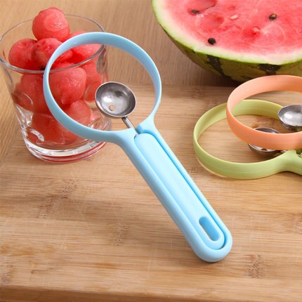 Billig! 2 stk / sæt melonsked + frugtskræller husholdningsartikler køkkenredskaber skrælning frugt grave en ske køkken tilbehør