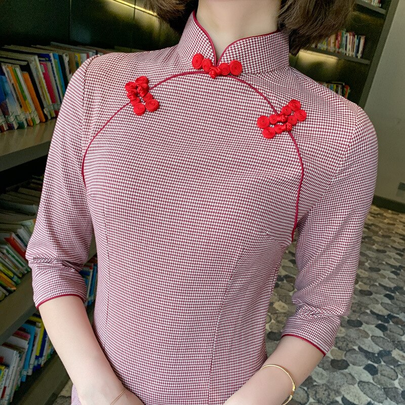 Cheongsam Improved Daily Ladies Slit Qipao Green Dresses Chinese Traditional Dress: style 1 / L