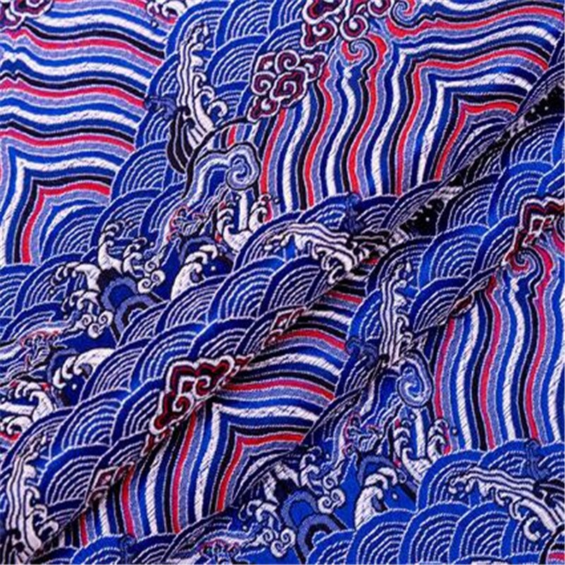 100%  polyester brokade stof 75cm 30 '' bredde godt jacquard stof til kvinder smuk cheongsam: 6 flåde