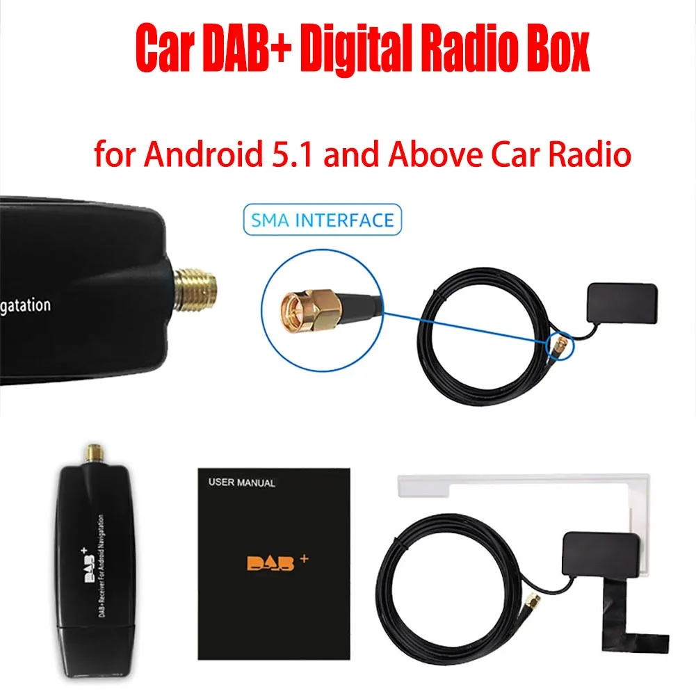 Auto Dab + Digitale Radio Box Dab + Auto Radio Antenne Ontvanger Antenne Antenne Usb Interface Auto Dab + Doos Voor Android 5.1 En Boven Autoradio