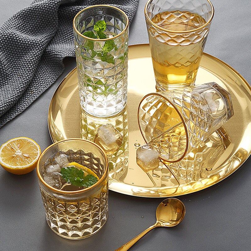 Høj kvalitet guld kant whisky glas krystal kop tazas garrafa vin vasos vidrio bardak verre copas champagne glas bryllup kopper