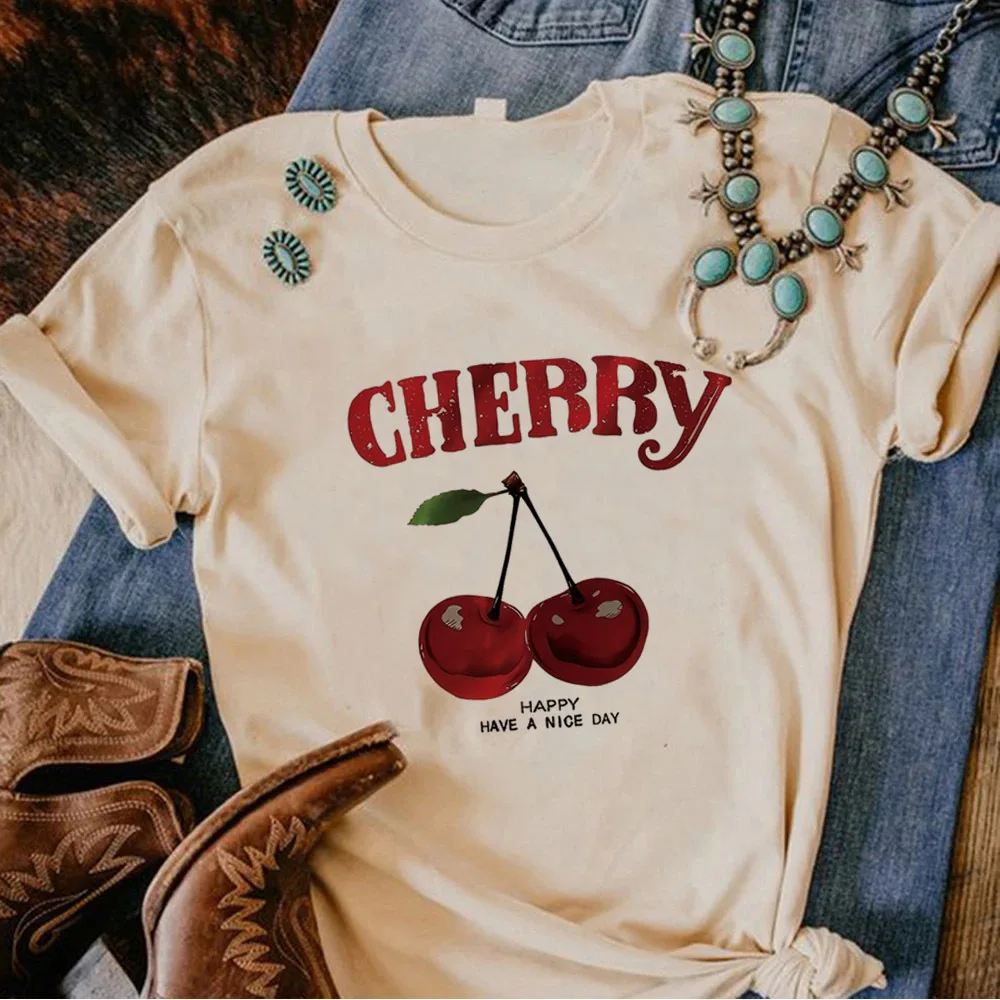 Cerise t-shirt femme graphique université numérique années 2000 Grunge Pop Culture chemise Harajuku Kawaii Punk années 2000 Vintage Hip Hop: XXXL / Beige
