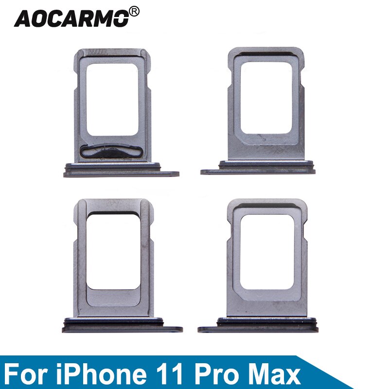 Aocarmo Voor Iphone 11 Pro Max Sim Kaart Lade Enkele Dual Metal Nano Sim Slot Houder