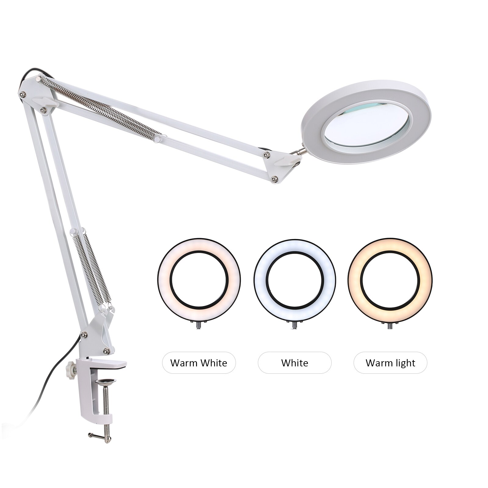 8X Magnification Magnifying Glass with Light Stand LED Desk Lamp 10 Levels Adjustable Brightness Dimmable Desk Lamp USB Powered