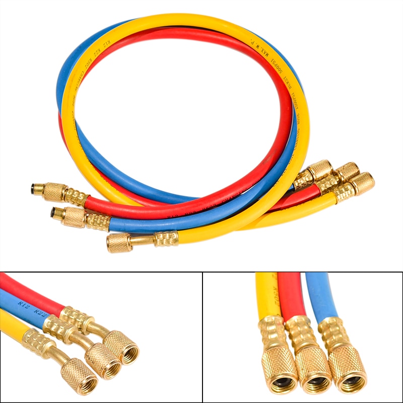 Bil auto manifold måler sæt a/c  r134a kølemiddel påfyldningsslange med 2 lynkoblinger til  r134a klimaanlæg køling