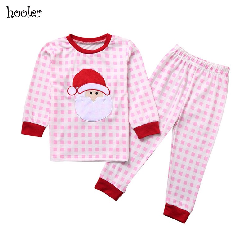 Weihnachten Kleidung freundlicher Baby Jungen Mädchen Weihnachten Santa Plaid Spitzen + Hosen Pyjama Nachtwäsche Boutique freundlicher Kleidung vestaglia Tussi: Rosa / 5-6 Jahre