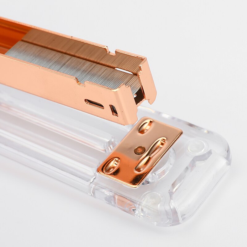Metal Acrylic Rose Gold Stapler Transparent School Paper Staplers Use 24/6 26/6 Staples Office Binding Stationery