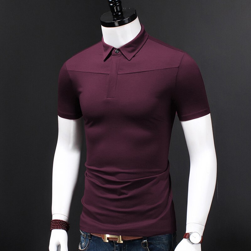 Men Shirt Mercerized Cotton Fashions Brands Short Sleeve Summer Modal Slim Solid Solor Boss Polo Business Casual Clothing