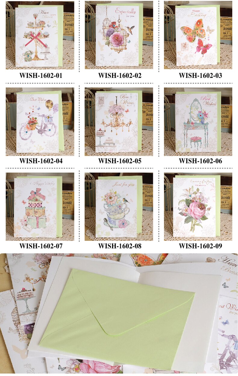 Jahrgang Grußkarten Papier 3D Blume Karten Für Geburtstag