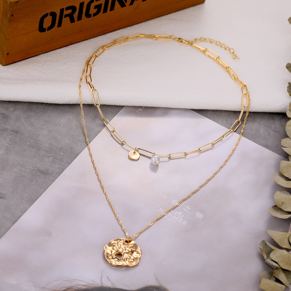 2022 Big Necklace for Women Twist Gold Silver Color Chunky Thick Lock Choker Chain Necklaces Party Jewelry: IF190-0630