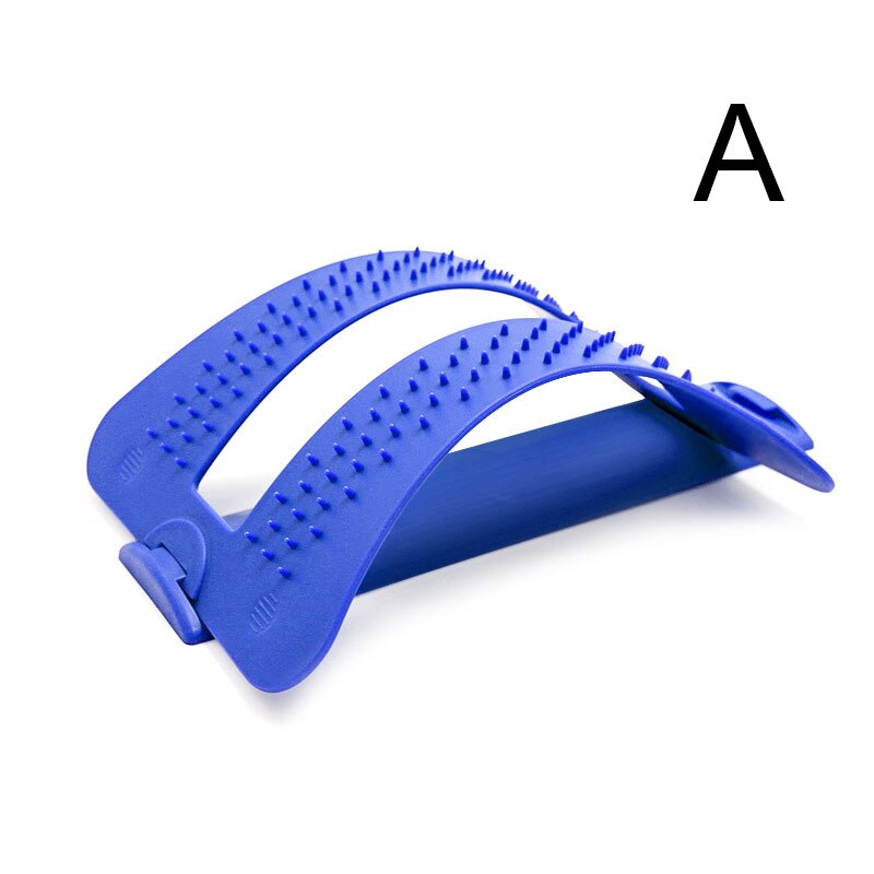 Back Stretch Equipment Massager Stretcher Fitness Lumbar Support Relaxation Spine Pain Relief ED889: Blue