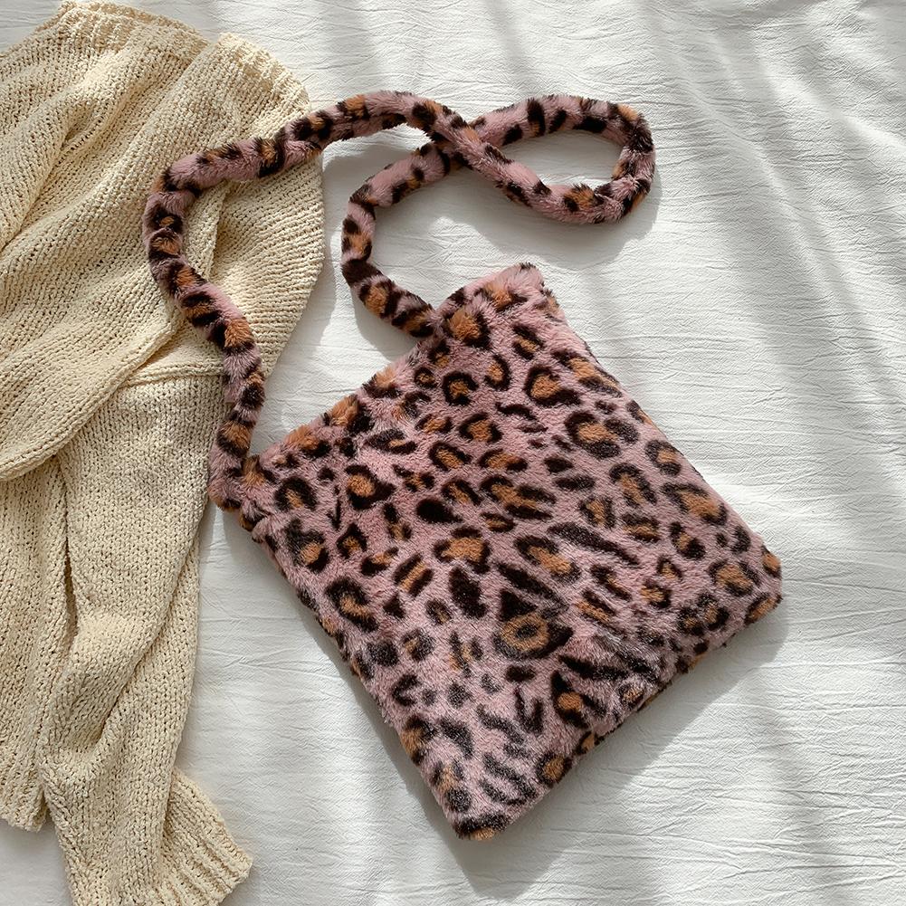 Leopard drucken Umhängetaschen Für Frauen Weiche Plüsch Schulter Tasche Neue Winter Handtaschen Weibliche Warme Pelz Große Kapazität Tote taschen