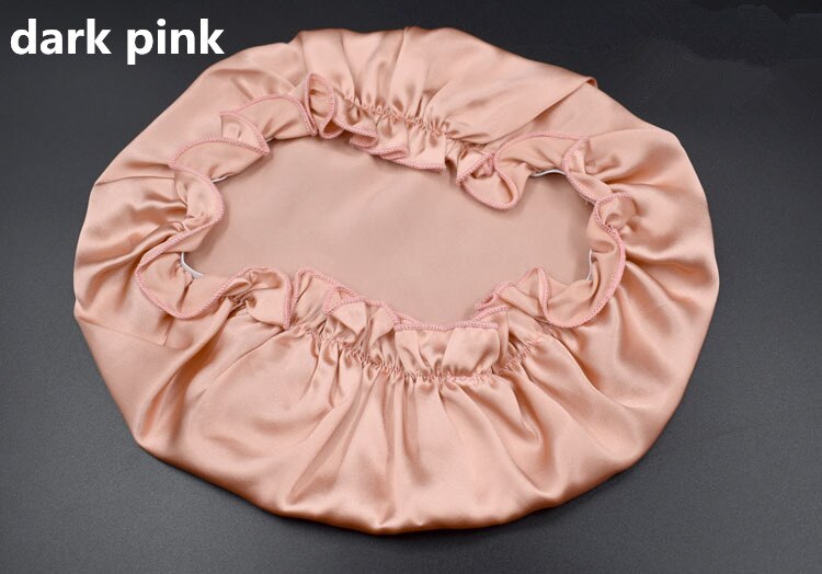 100% Mulberry Seide Kappen für Schlaf Komfortable Weiche Seide Nacht Kappe Hüte Bonnet Beanie Hut Solide Farbe Freies: dark pink