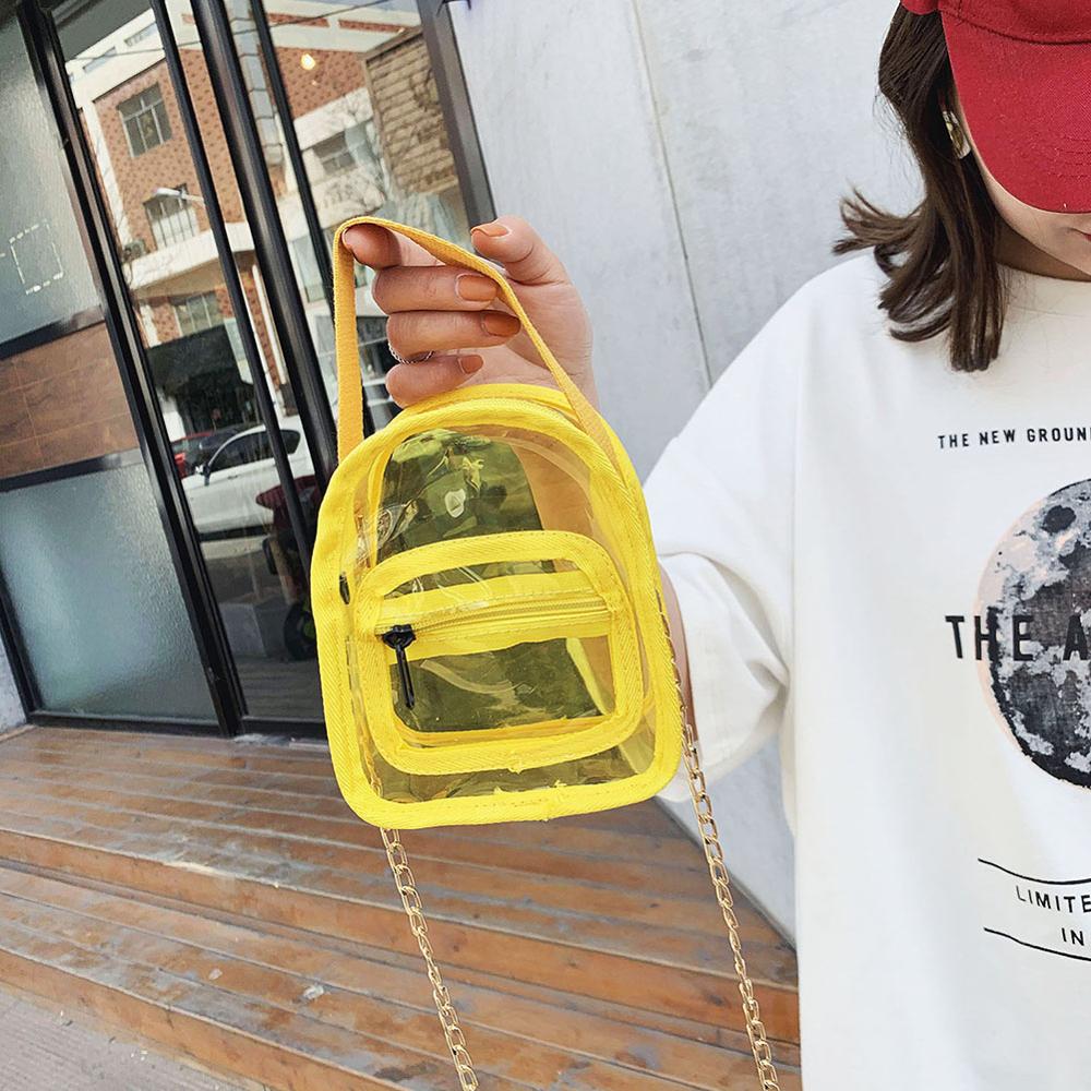 PVC transparente Mujer Crossbody bolsas de mensajero de hombro Jelly pequeña cadena transparente PVC mujeres Messenger Clutch Bag