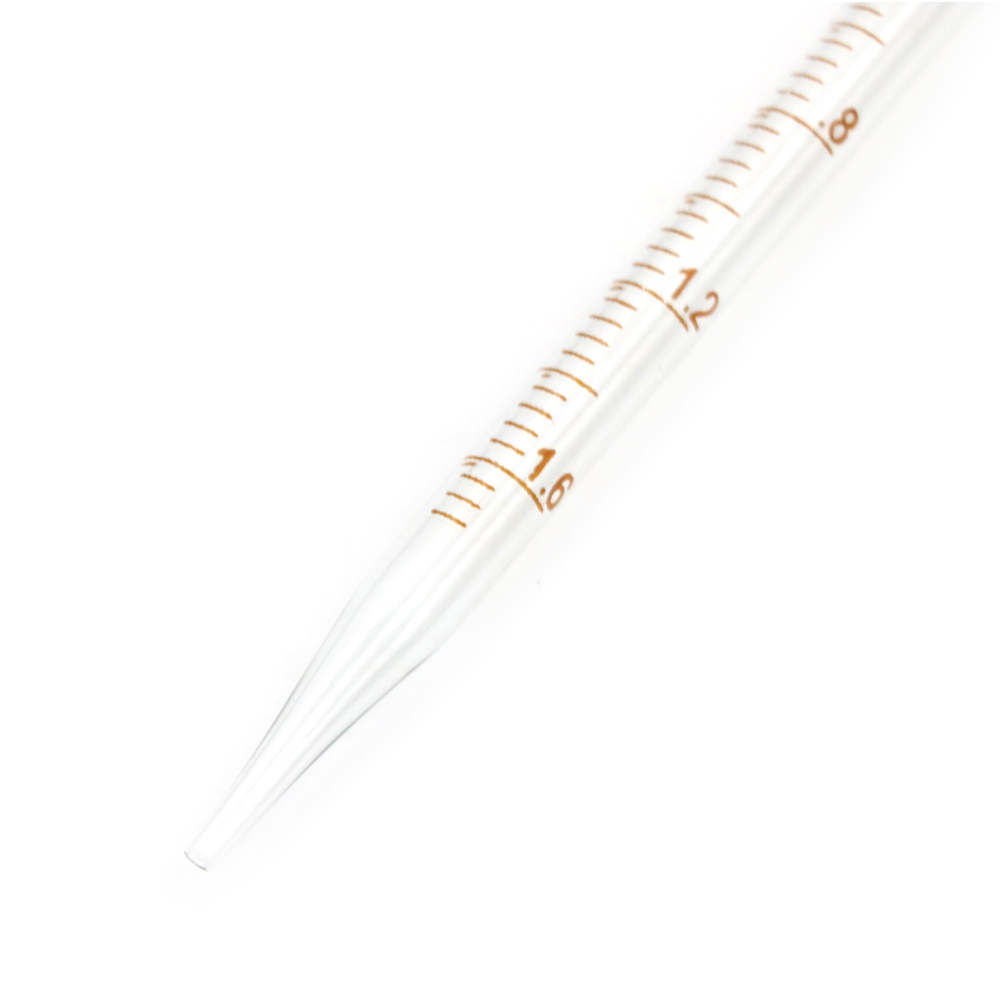 0.5ml/2ml/3ml gennemsigtig rød gummi hoved glas pipette glas pipette lab pipette pipette med skala linje