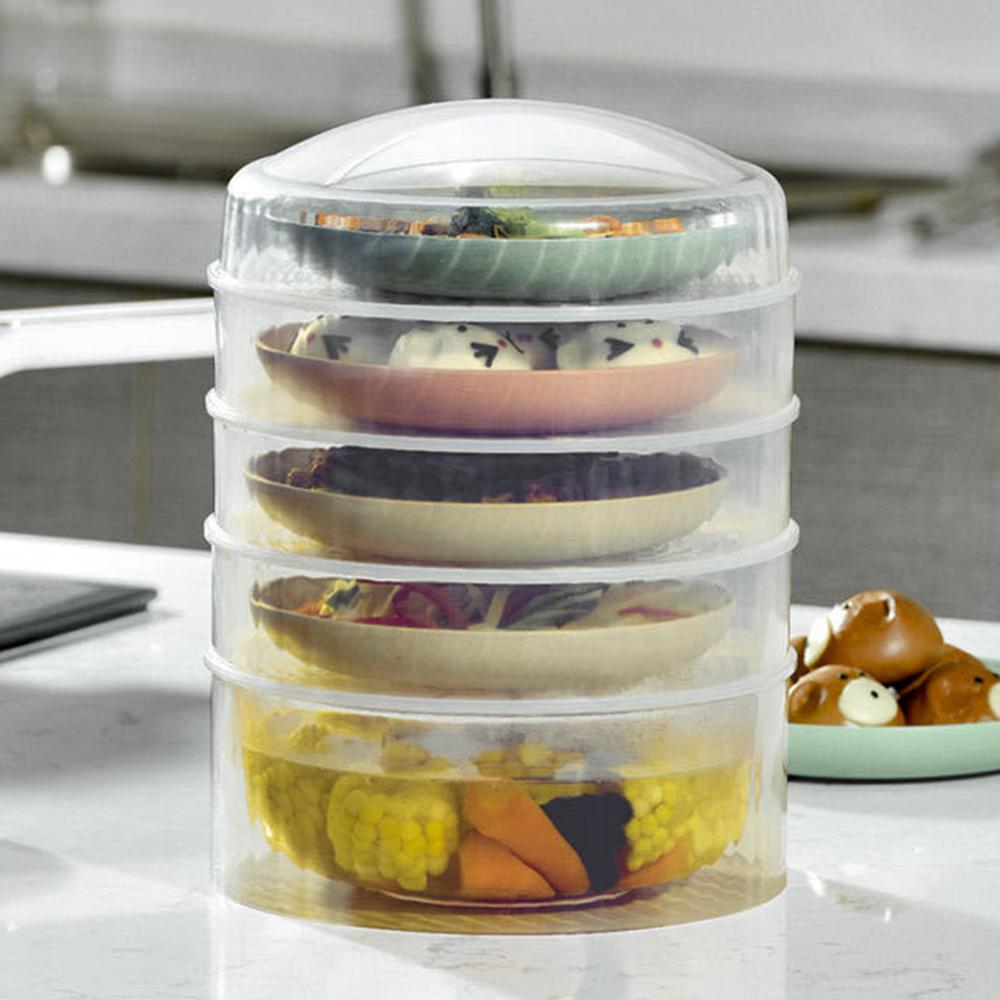 Conteneur de stockage de nourriture Transparent économiseur de produit empilable à 5 niveaux avec couvercle réfrigérateur et organisateur de cuisine