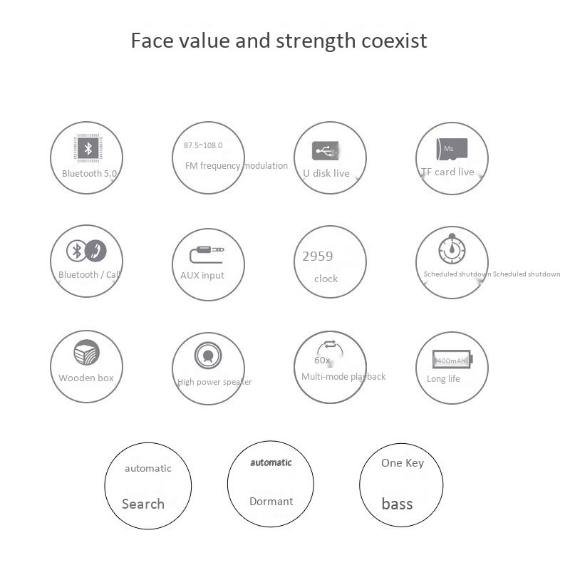 FM Radio Retro Wooden Box Radio with Handle, with Bluetooth Speaker Function