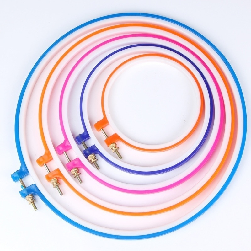5 Stks/partij Plastic Borduren En Kruissteek Hoepel Set Embroidery Hoop Ring Frame Verstelbare Naaien Gereedschap