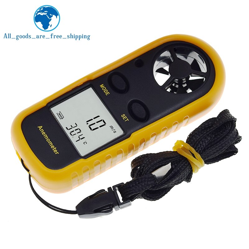 Digital Anemometer 0-30m/s Wind Speed Meter -10 ~ 45C Temperature Tester Anemometro With LCD Backlight Display