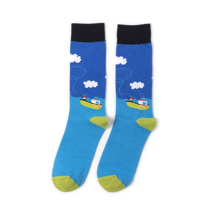 Dessin animé motif impression chaussettes cocotier Kiwi fruits crème glacée ananas insectes oiseau mignon Fun hommes coton chaussette décontracté: 2