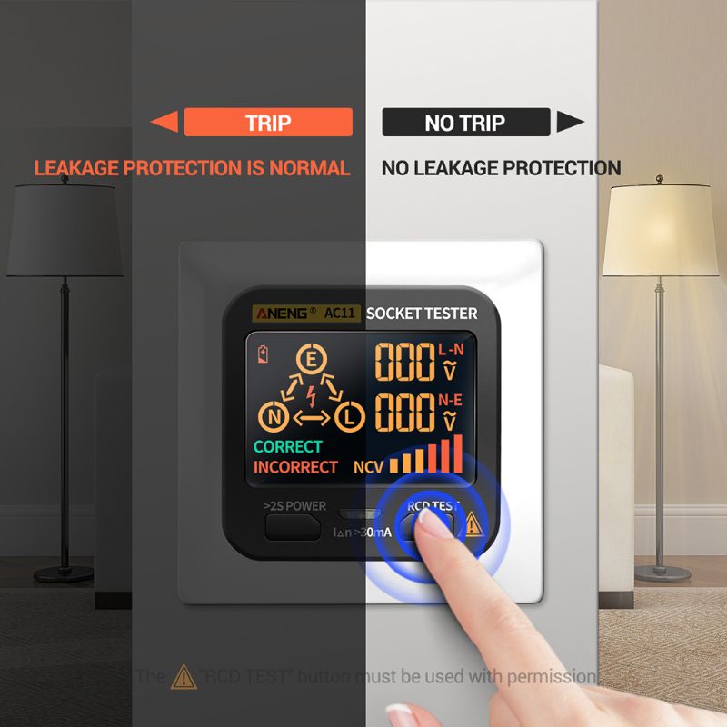 Stopcontact tester pro spanningstest stopcontact detector ons uk sa au eu stekker aarde nul lijn stekker polariteit fase controle  ac11