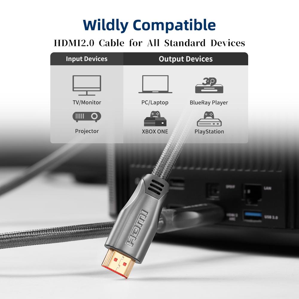 Cavo Hdmi Hdmi 2.0a 2.0b, ampcom Ingegneria Serie 4K Hdmi a Hdmi 2.0 Cavo di Sostegno 3D Ethernet Hdr 4:4:4 per Hdtv PS4 PS3