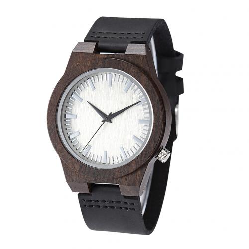Reloj de pulsera de cuarzo analógico sin número de banda de resina con esfera redonda de madera para hombre a la: Default Title