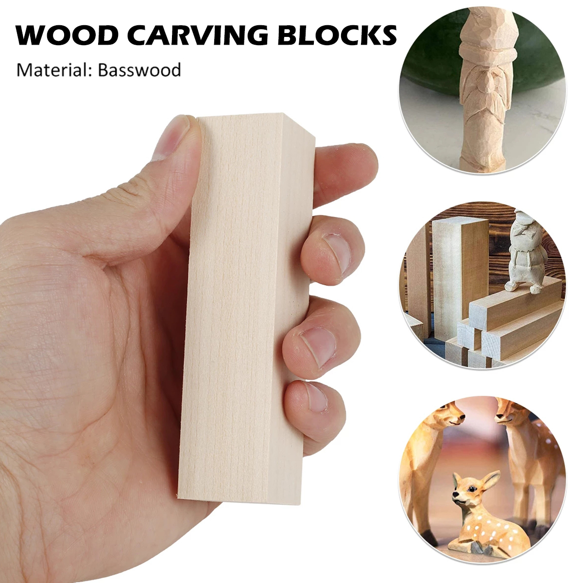 6/50Pcs Basswood Carving Block Natural Cork DIY Wood Crafts Portable Carving Art Supplies Suitable for Beginners/Craft Lovers
