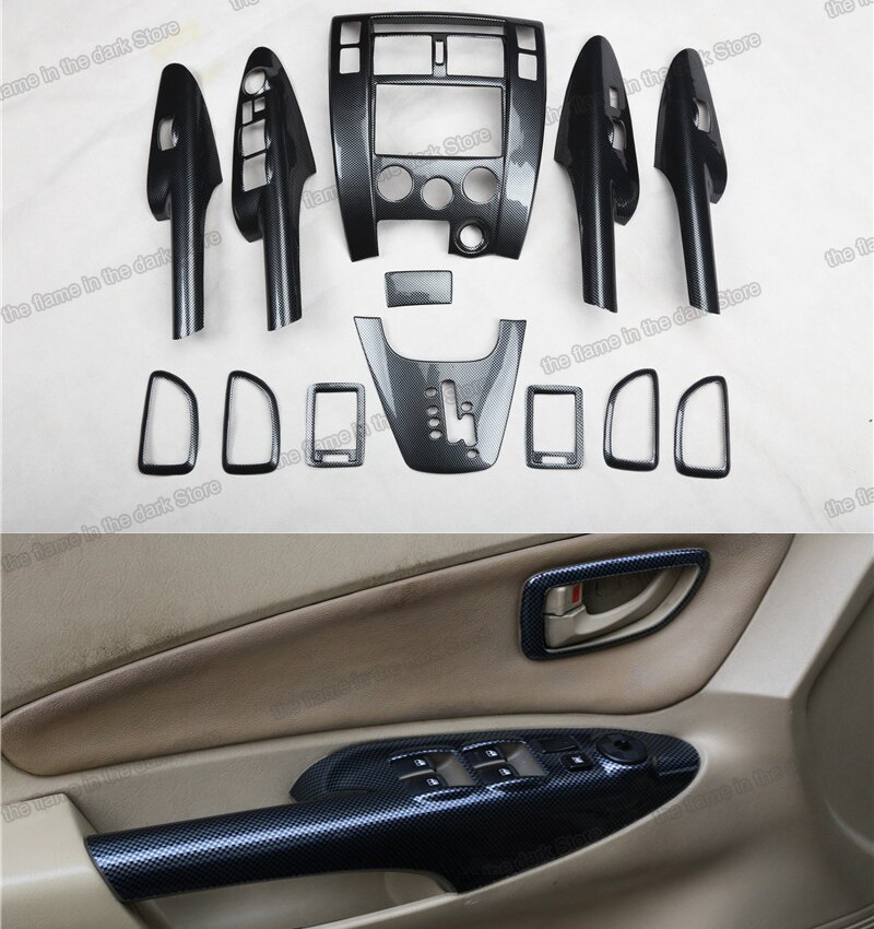Lsrtw2017, fibra de carbono Abs, Panel de engranajes para coche, elevador de ventana, marco de ventilación para Hyundai Tucson 2006 2007