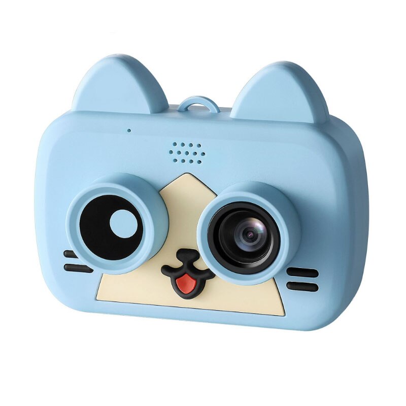Cámara ultra-mini inteligente para niños IPS 1080P HD cámara Digital impermeable para niños 1200W cámara de dibujos animados de 2 pulgadas soporte WiFi tarjeta TF: Azul