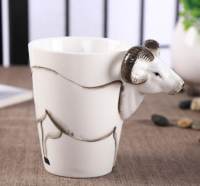 Tasse de peinture 3D d'animaux créative | Tasse en céramique tasse de café tasse de bière avec cookies 300-400ML, Copo bardak xicara amusant,