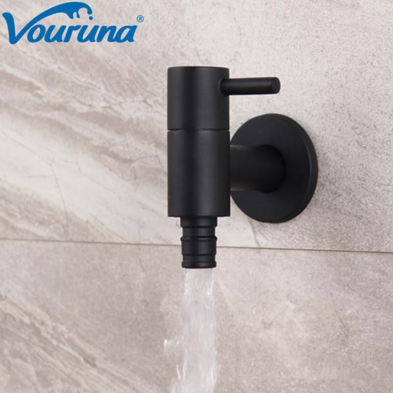 VOURUNA Matte Black Washing Machine Tap Valve Fitting for G1/2 Inch IPS Turn Switch Angle Stop Valve