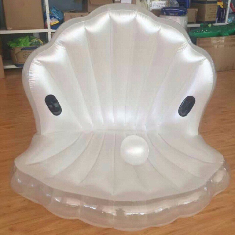 173cm Giant Inflatable Shell Pool Float Summer Water Air Bed Lounger Clamshell With Pearl Seashell Scallop Board: Black