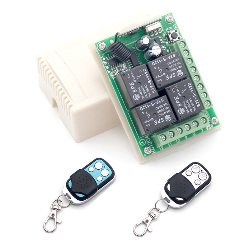 Dc 24V 10A 4CH Draadloze Relais Module Afstandsbediening Schakelaar Smart Home Automation Ontvanger Voor EV1527 Rf 433Mhz Afstandsbediening controles: Switch w 2RF