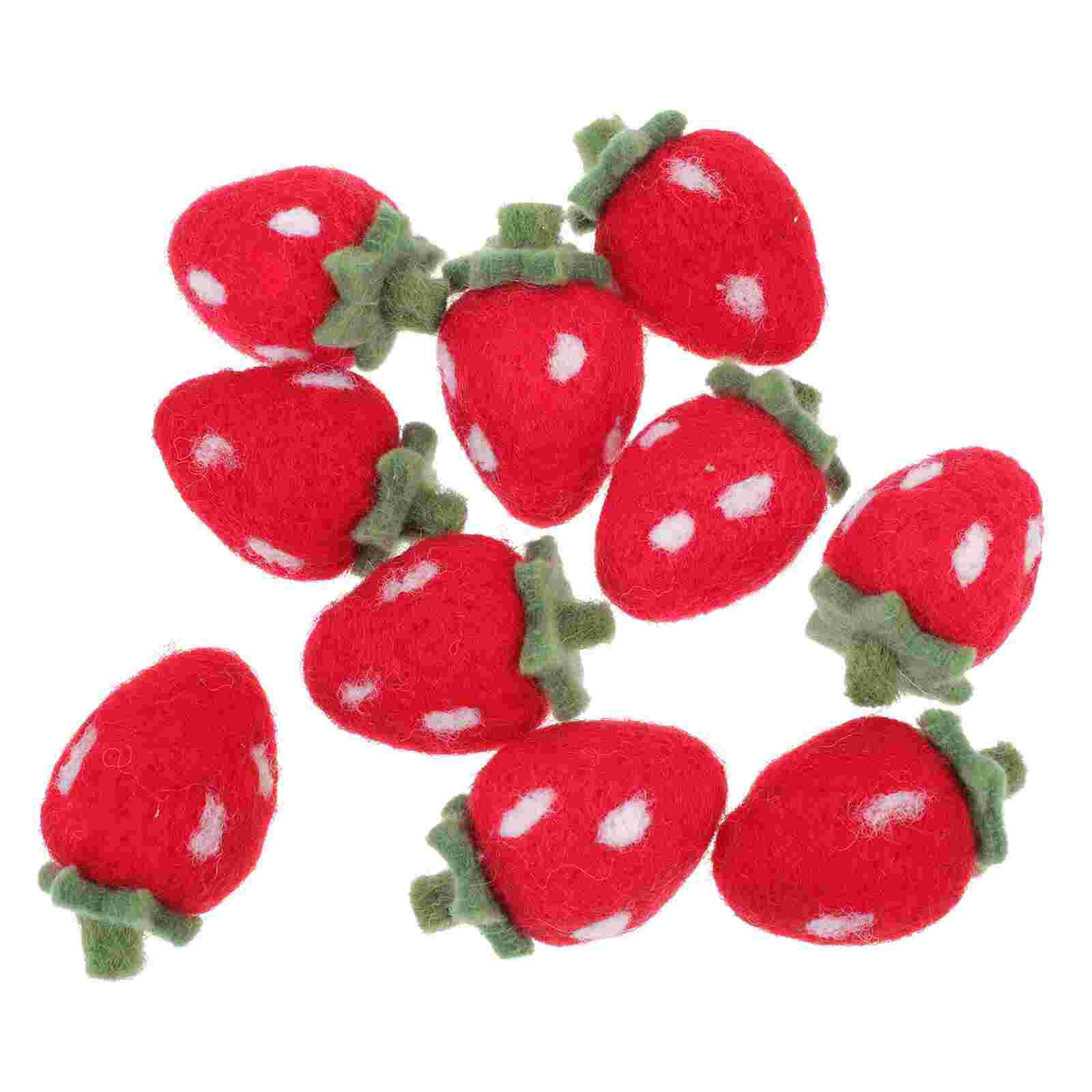 10pcs Felting Crafts Wool Felting Crafts Strawberry Shaped Felt Crafts for DIY Decor: Red