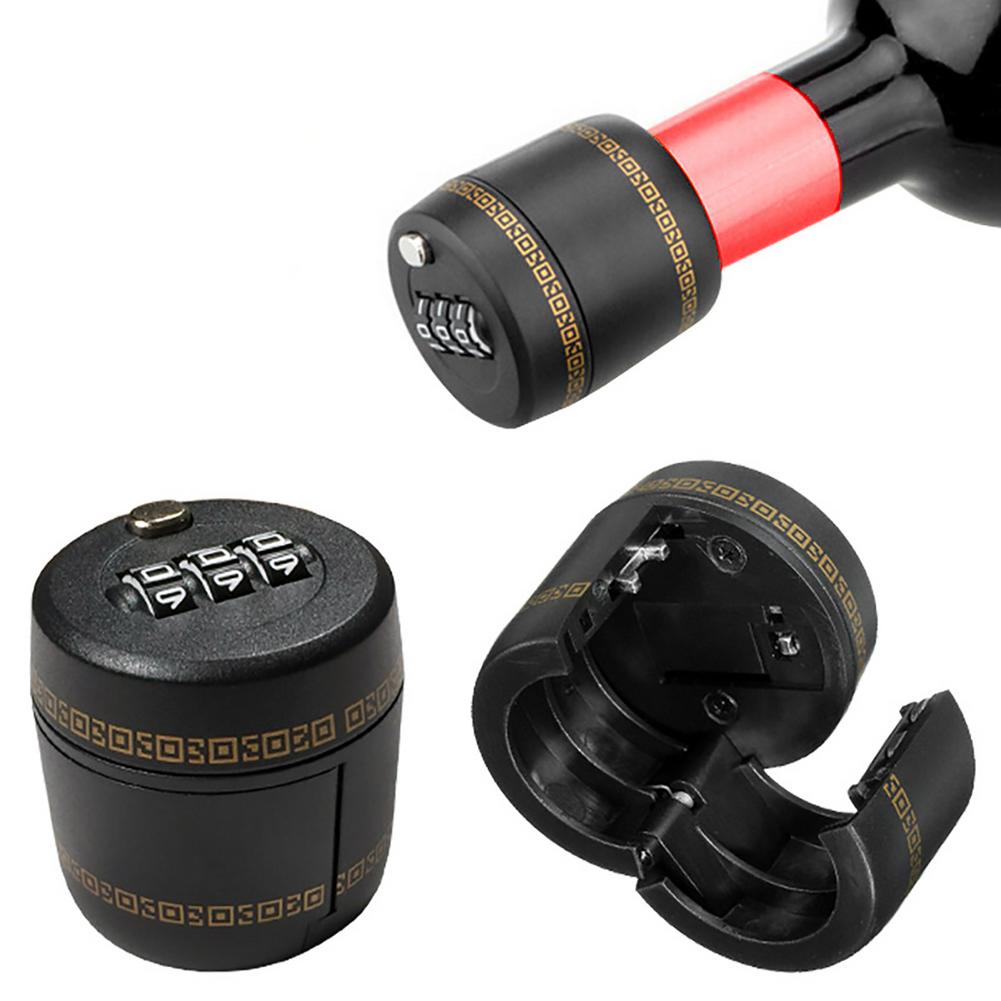 Cerraduras de combinación de botellas de vino de plástico, tapón superior de botella de whisky de licor, tapón de botella de vino al vacío, dispositivo de bloqueo de contraseña