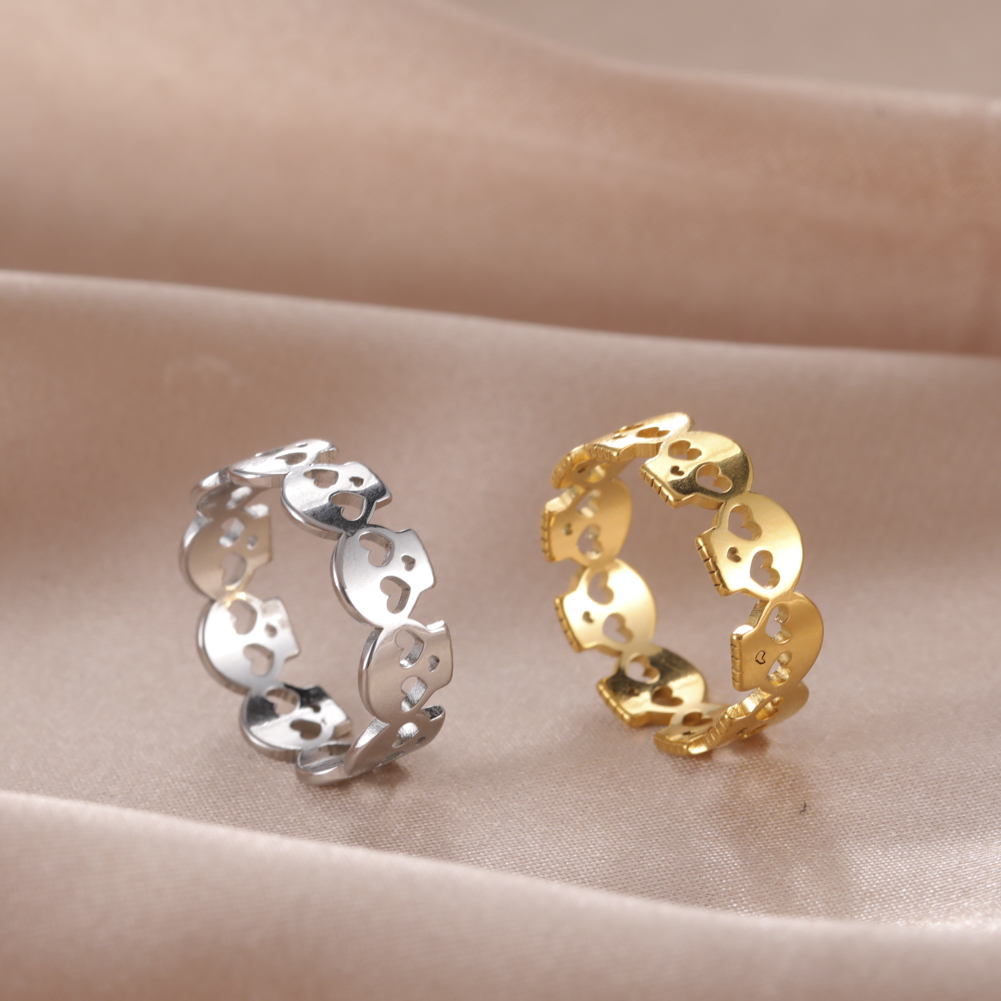 Skyrim – bagues gothiques en acier inoxydable pour femmes et hommes, couleur or, Punk, bijoux de fête d'halloween,